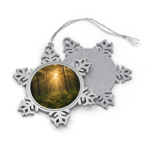 Serene Forest Retreat - Pewter Snowflake Ornament