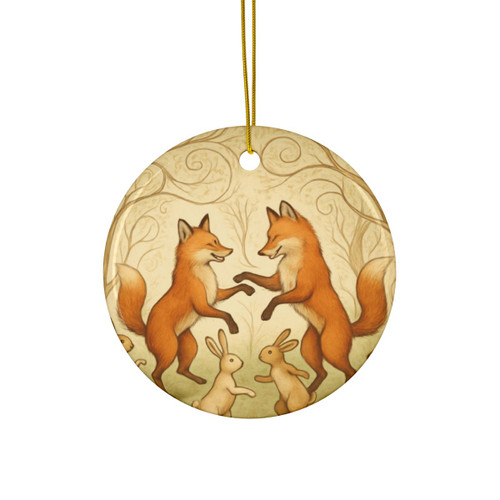Whimsical Forest Dance - Decorative Ceramic Ornaments, Double-Sided (1pc, 3pcs, 5pcs, 10pcs)