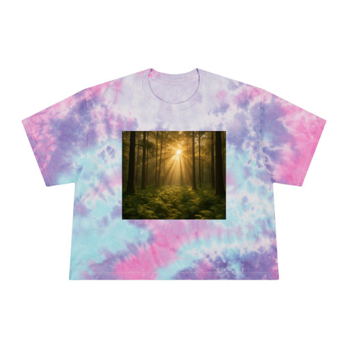 Serene Forest Retreat - Women's Tie-Dye Crop Tee