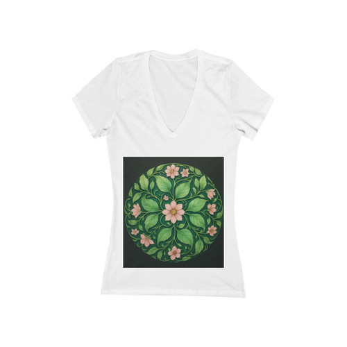 Whimsical Nature Dance - Women's Jersey Short Sleeve Deep V-Neck Tee