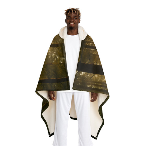 Serene Forest Retreat - Hooded Sherpa Fleece Blanket
