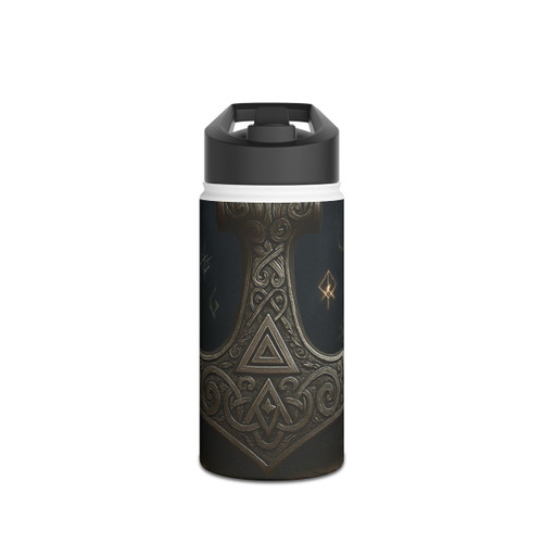 Mjölnir's Might - Stainless Steel Water Bottle, Standard Lid