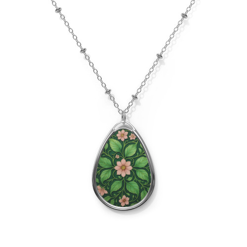 Whimsical Nature Dance - Oval Necklace