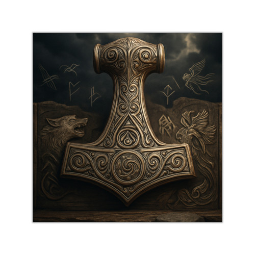 Mjölnir's Might - Square Vinyl Stickers