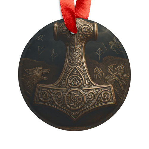 Mjölnir's Might - Acrylic Ornament with Ribbon