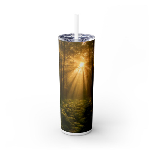 Serene Forest Retreat - Skinny Tumbler with Straw, 20oz