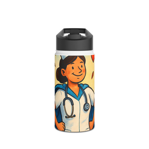 Nurse Superhero Spirit - Stainless Steel Water Bottle, Standard Lid