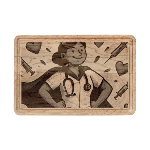 Nurse Superhero Spirit - Wooden Cutting Board (Engraving)