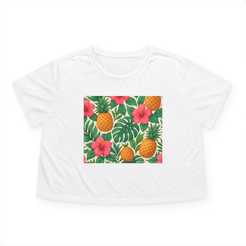 Tropical Oasis Escape - Women's Flowy Cropped Tee