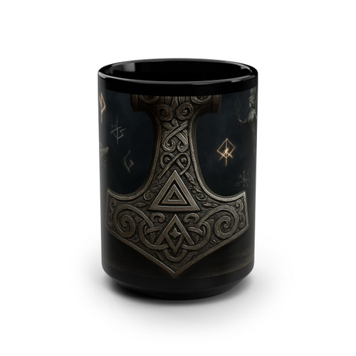 Mjölnir's Might - Black Mug, 15oz