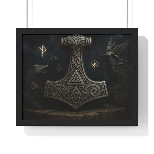 Mjölnir's Might - Horizontal Framed Poster