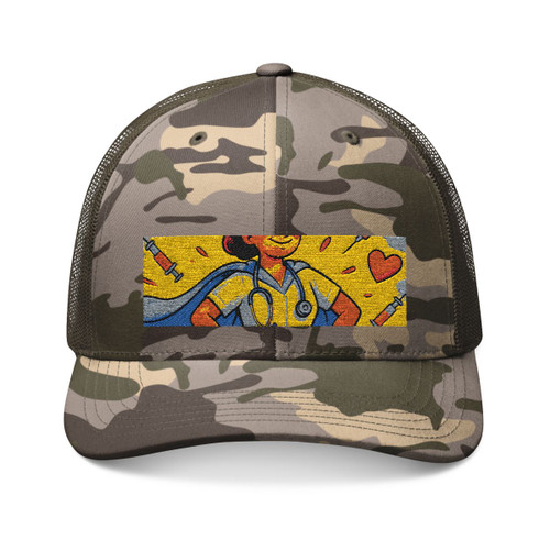 Nurse Superhero Spirit - Camouflage Trucker Hat (Embroidery)