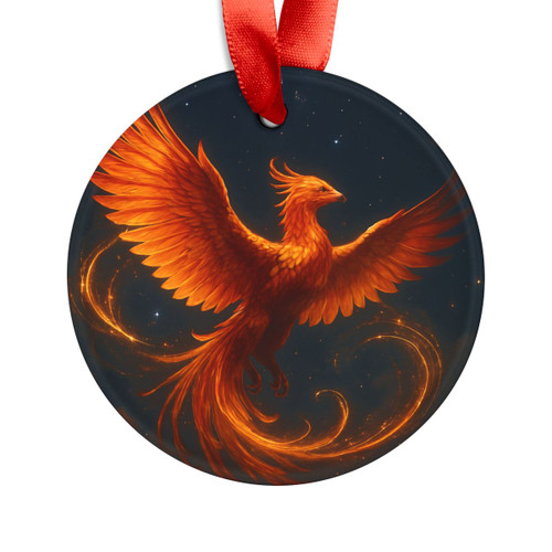 Celestial Phoenix Dance - Acrylic Ornament with Ribbon