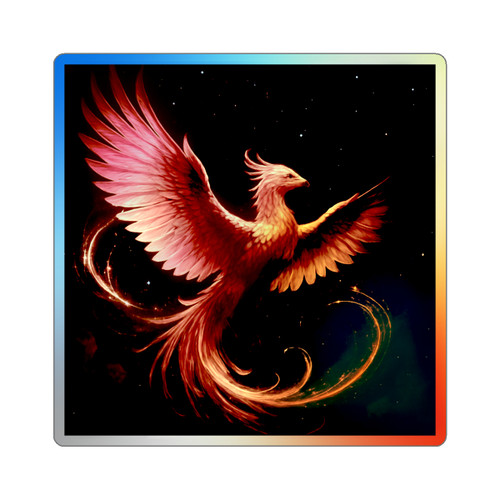Celestial Phoenix Dance - Holographic Die-cut Stickers