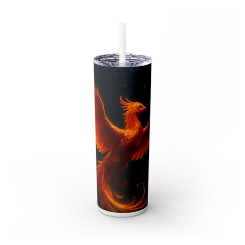 Celestial Phoenix Dance - Skinny Tumbler with Straw, 20oz