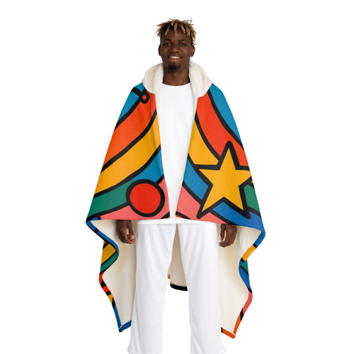 Retro Revolution - Hooded Sherpa Fleece Blanket