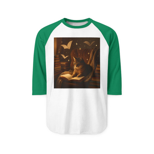 Whimsical Reading Haven - Unisex Three-Quarter Sleeve Raglan Shirt