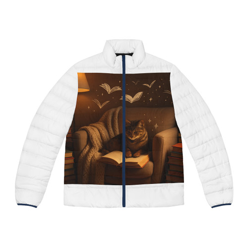 Whimsical Reading Haven - Men's Puffer Jacket (AOP)