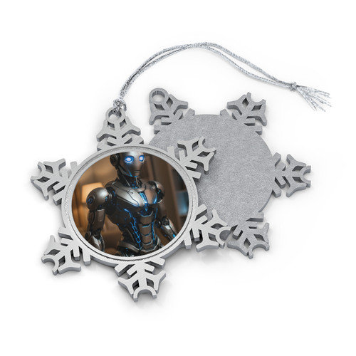 Cybernetic Companion - Pewter Snowflake Ornament