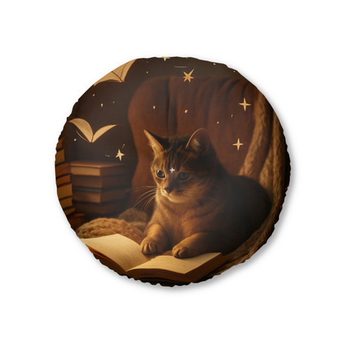 Whimsical Reading Haven - Tufted Floor Pillow, Round