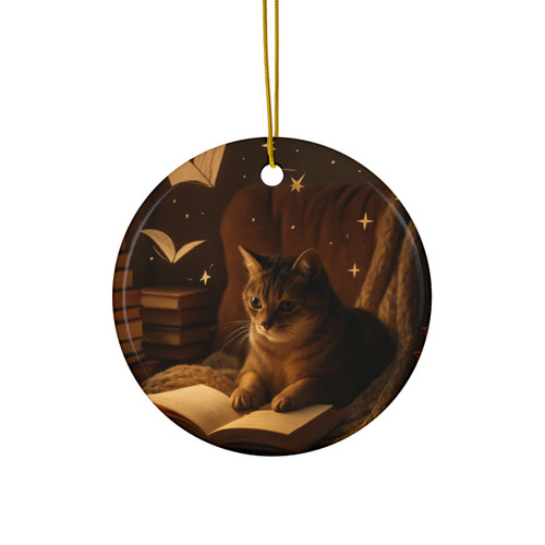 Whimsical Reading Haven - Ceramic Ornaments, 2-Side Print, (1pc, 3pcs, 5pcs, 10pcs)