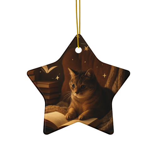 Whimsical Reading Haven - Ceramic Ornament, 4 Shapes