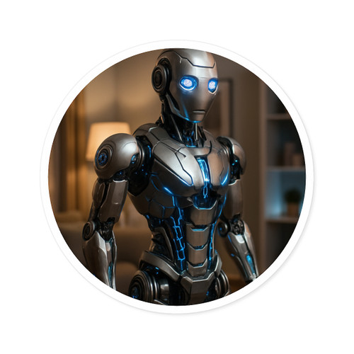 Cybernetic Companion - Round Stickers, Indoor\Outdoor