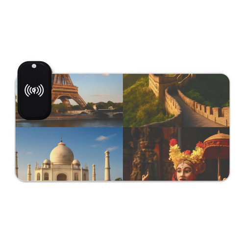Timeless Journeys - LED Gaming Mouse Pad, Wireless Charging