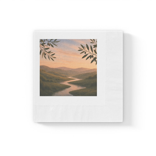 Harmony in Nature - White Coined Napkins