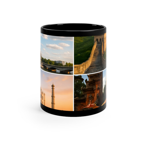 Timeless Journeys - Black Coffee Mug, 11oz