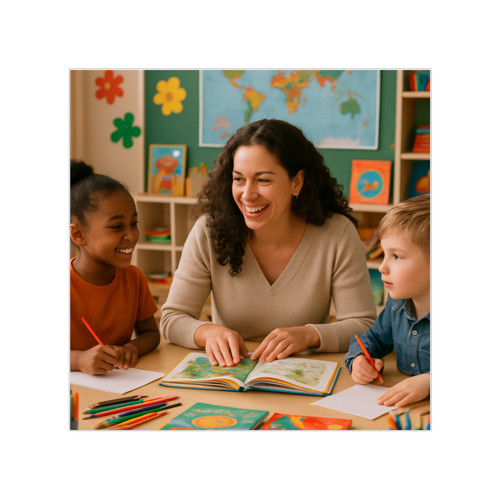 Nurturing Young Minds - Transparent Outdoor Stickers, Square, 1pc