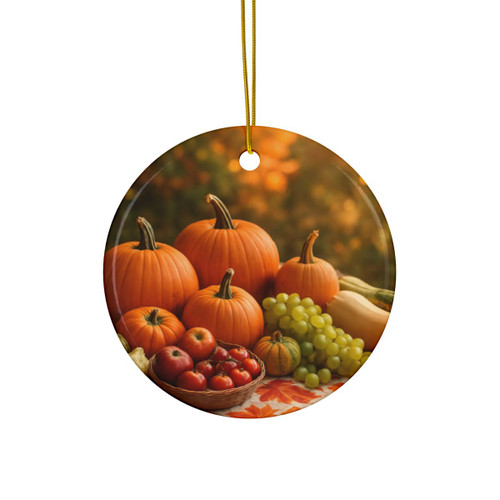 Harvest Table Gathering - Ceramic Ornaments, 2-Side Print, (1pc, 3pcs, 5pcs, 10pcs)