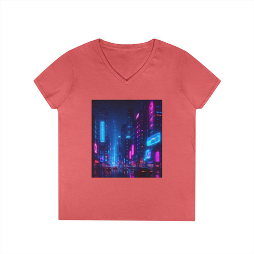 Cyberpunk Dreamscape - Ladies' V-Neck T-Shirt