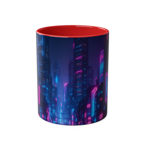 Cyberpunk Dreamscape - Two-Tone Coffee Mugs, 11oz