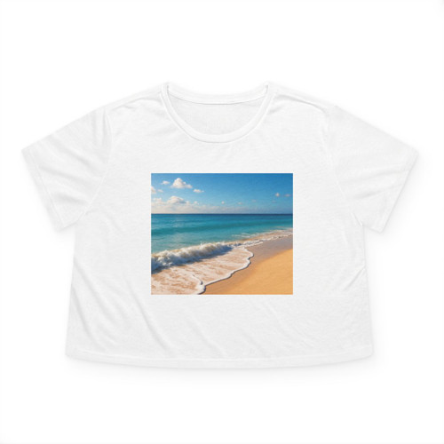 Serene Coastal Bliss - Women's Flowy Cropped Tee