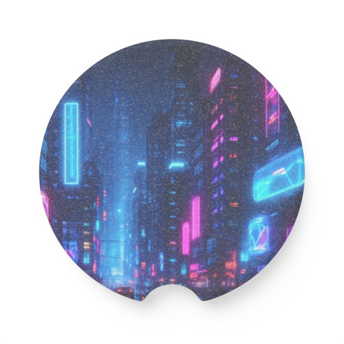 Cyberpunk Dreamscape - Soapstone Car Coaster