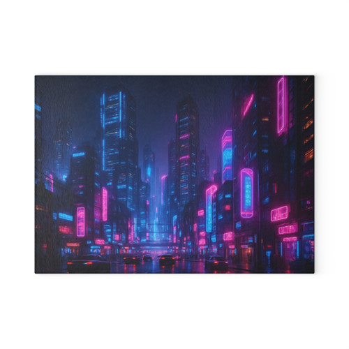 Cyberpunk Dreamscape - Glass Cutting Board