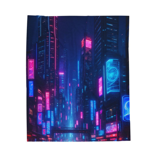 Cyberpunk Dreamscape - Velveteen Plush Blanket