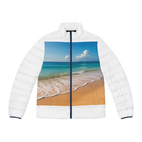 Serene Coastal Bliss - Men's Puffer Jacket (AOP)