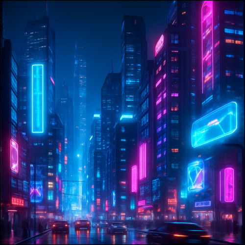 Cyberpunk Dreamscape - Custom Cut Acrylic Ornament