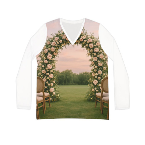 Ethereal Garden Bliss - Women's Long Sleeve V-neck Shirt (AOP)