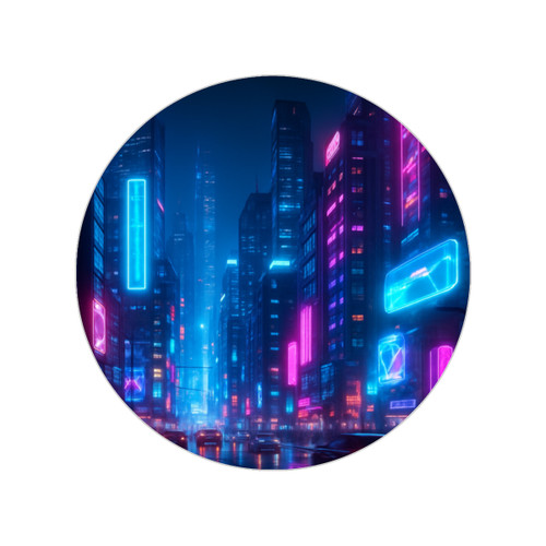 Cyberpunk Dreamscape - Transparent Outdoor Stickers, Round, 1pcs