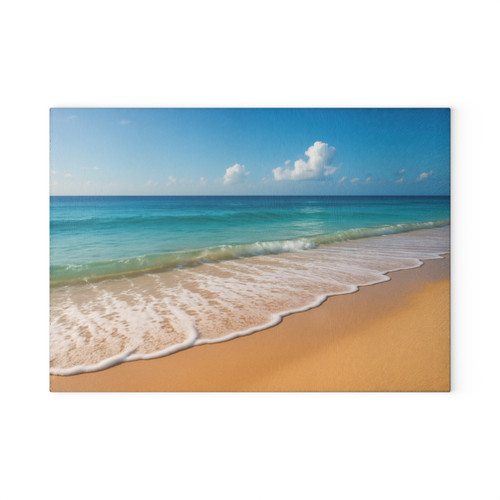 Serene Coastal Bliss - Glass Cutting Board