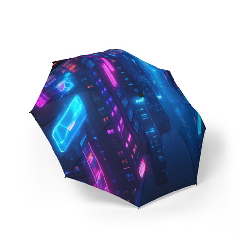 Cyberpunk Dreamscape - Semi-Automatic Foldable Umbrella