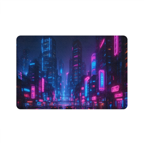 Cyberpunk Dreamscape - Pet Food Mat (12x18)