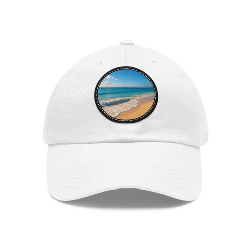Serene Coastal Bliss - Dad Hat with Leather Patch (Round)