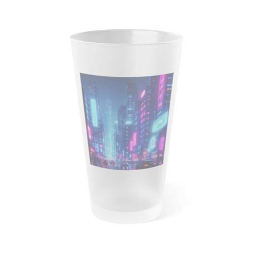 Cyberpunk Dreamscape - Frosted Pint Glass, 16oz