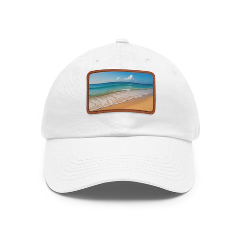 Serene Coastal Bliss - Dad Hat with Leather Patch (Rectangle)