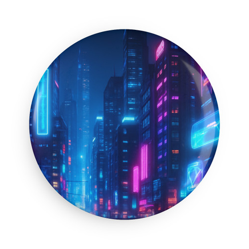 Cyberpunk Dreamscape - Button Magnet, Round (1 & 10 pcs)
