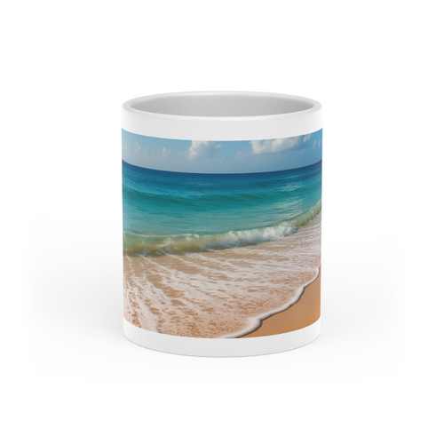 Serene Coastal Bliss - Heart-Shaped Mug